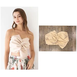 Chicwish Beige Sweet Knot Bustier Top (S)